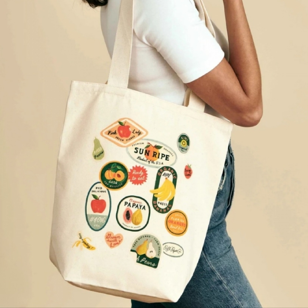 NWT Rifle Paper Co. Fruit Canvas Tote Bag